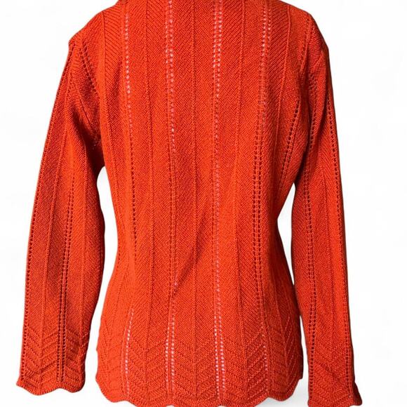 Laura Ashley Vintage 100% Wool Cardigan Sweater Made in Great Britain Orange M - Picture 7 of 8